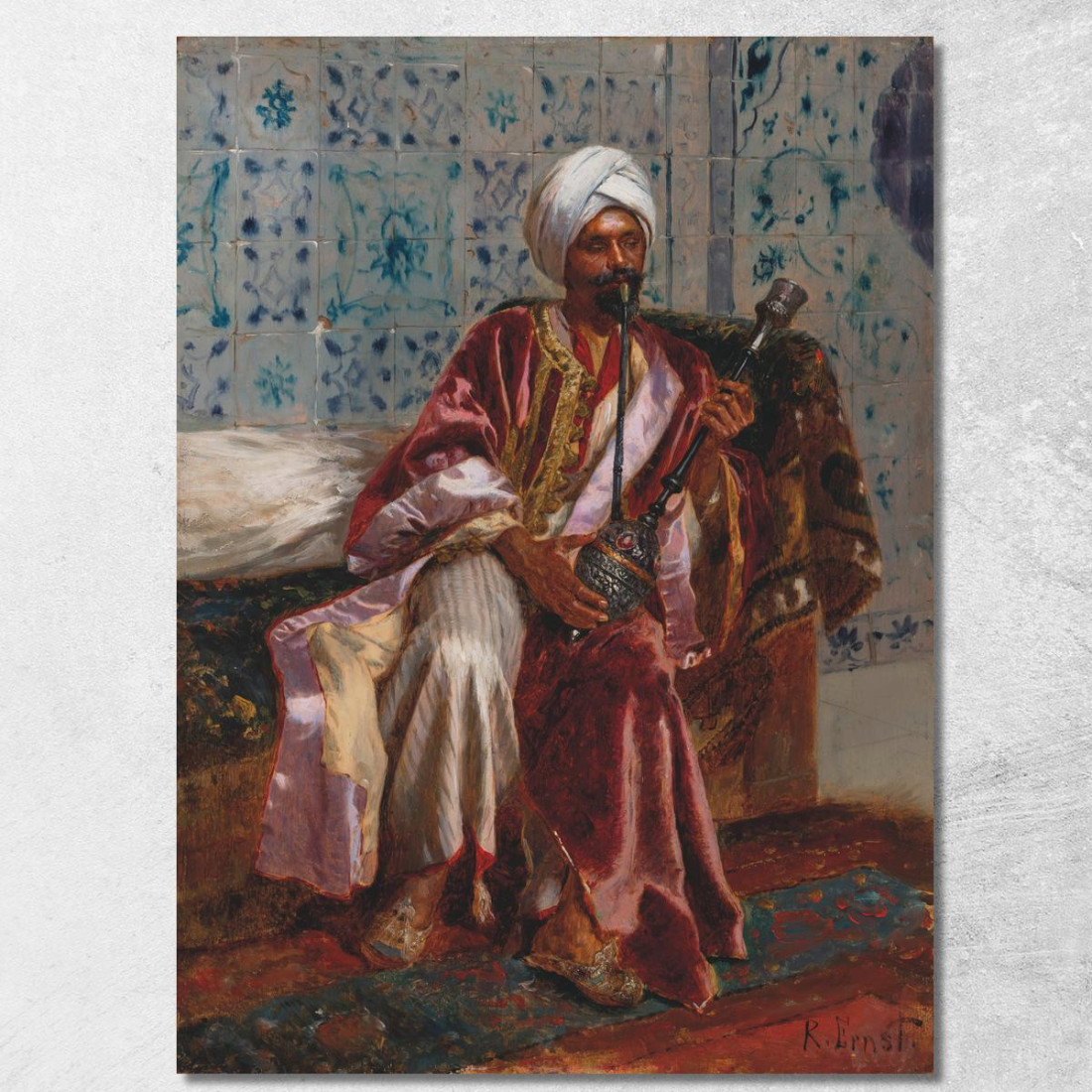 Arabo Che Fuma Un Narghilè Rudolf Ernst rer15 quadro stampato su tela Arabo Che Fuma Un Narghilè Rudolf Ernst rer15 quadro stampato su tela