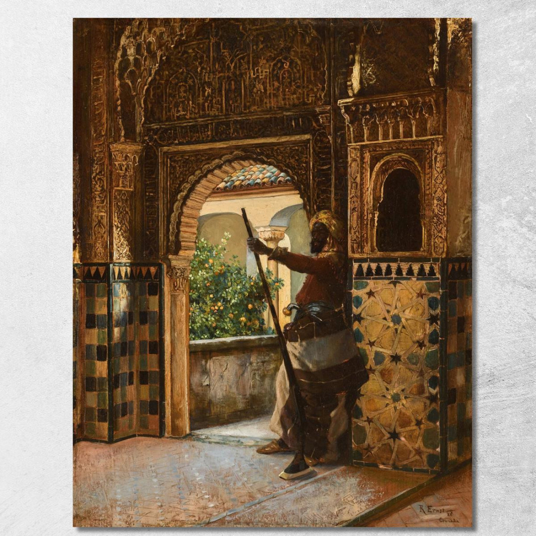 A Guardia Dell'Alhambra Rudolf Ernst rer18 quadro stampato su tela A Guardia Dell'Alhambra Rudolf Ernst rer18 quadro stampato su tela