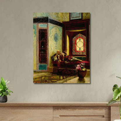 Signora Orientale Languida Con Una Rosa Rudolf Ernst rer26 quadro stampato su tela