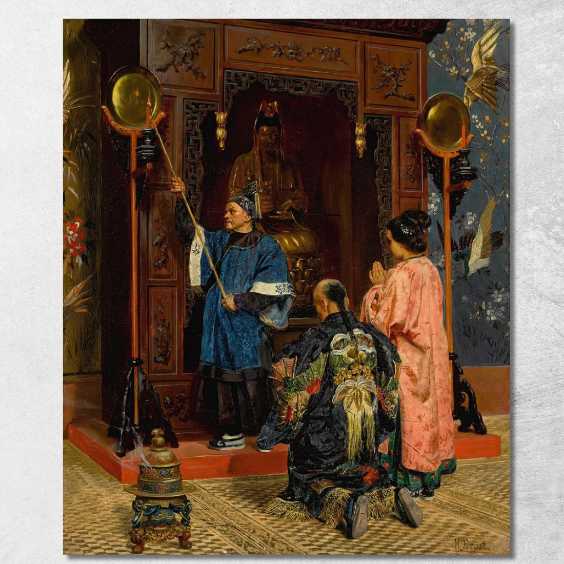 Fedeli In Preghiera Presso Un Santuario Buddhista Rudolf Ernst rer73 quadro stampato su tela Fedeli In Preghiera Presso Un Santuario Buddhista Rudolf Ernst rer73 quadro stampato su tela