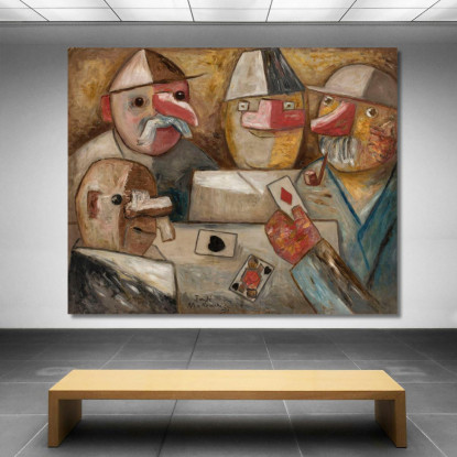 Partita A Carte Tadeusz Makowski tmk23 quadro stampato su tela