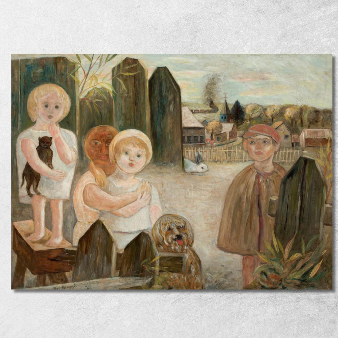 Bambini Nel Cortile Di Un Villaggio Tadeusz Makowski tmk27 quadro stampato su tela Bambini Nel Cortile Di Un Villaggio Tadeusz Makowski tmk27 quadro stampato su tela