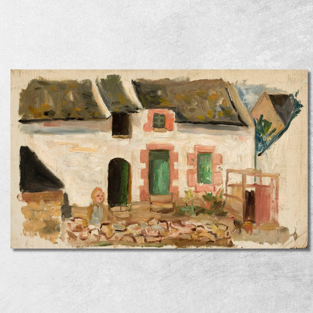 Bambino Davanti Alla Casa Tadeusz Makowski tmk39 quadro stampato su tela Bambino Davanti Alla Casa Tadeusz Makowski tmk39 quadro stampato su tela