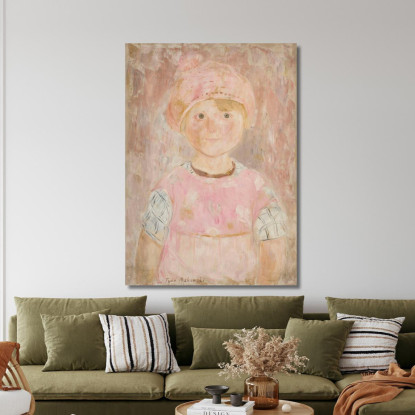 Bambina Con Vestito E Cappello Rosa Tadeusz Makowski tmk49 quadro stampato su tela