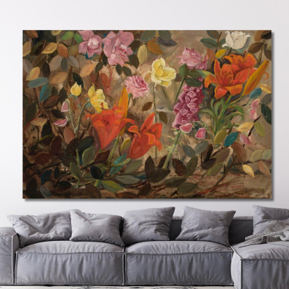 Fiori In Un Giardino Tadeusz Makowski tmk60 quadro stampato su tela