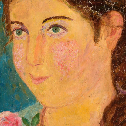 Ragazza Che Tiene Una Rosa In Mano Tadeusz Makowski tmk63 quadro stampato su tela