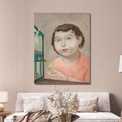 Ragazza Con Un Canarino Tadeusz Makowski tmk64 quadro stampato su tela