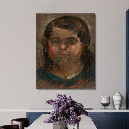 Testa Di Una Bambina In Un Vestito Blu Tadeusz Makowski tmk77 quadro stampato su tela