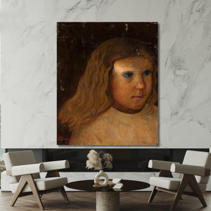Testa Di Una Bambina Con Capelli Sciolti Tadeusz Makowski tmk78 quadro stampato su tela