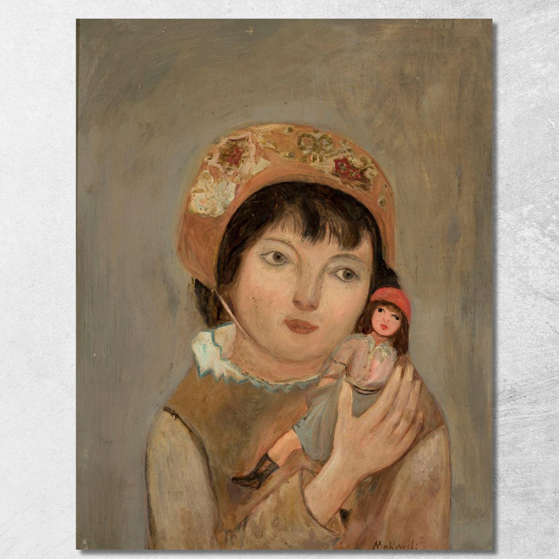 Bambina Con Una Bambola Tadeusz Makowski tmk105 quadro stampato su tela Bambina Con Una Bambola Tadeusz Makowski tmk105 quadro stampato su tela