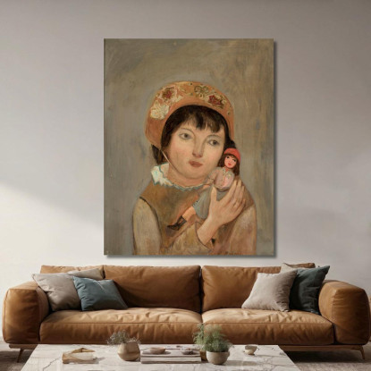 Bambina Con Una Bambola Tadeusz Makowski tmk105 quadro stampato su tela