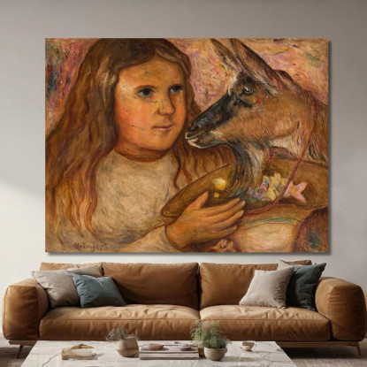 Bambina Con Una Capra Tadeusz Makowski tmk107 quadro stampato su tela
