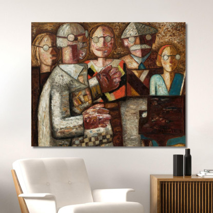 Esibizione Musicale Tadeusz Makowski tmk126 quadro stampato su tela