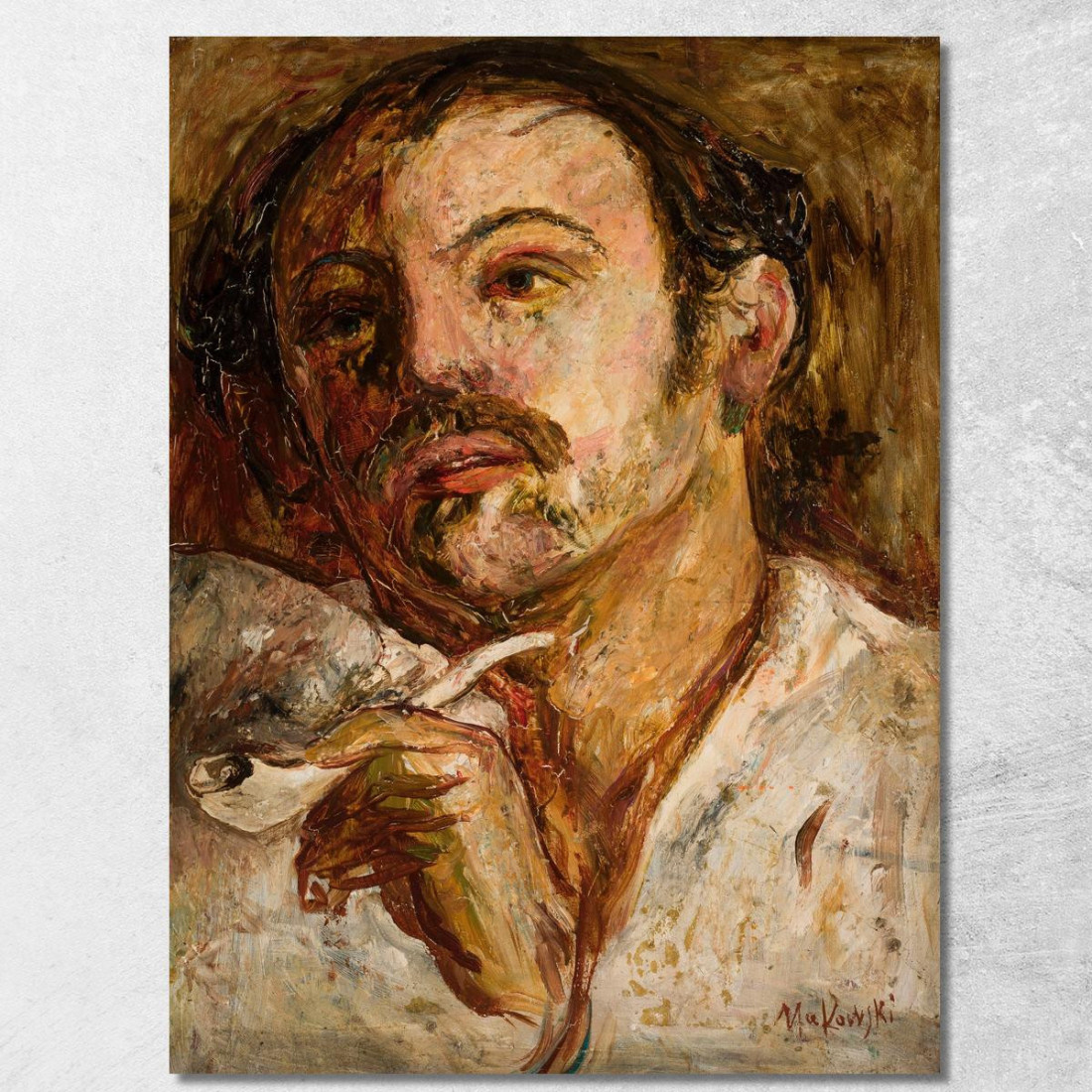 Ritratto Di Un Uomo Con Una Pipa Tadeusz Makowski tmk144 quadro stampato su tela Ritratto Di Un Uomo Con Una Pipa Tadeusz Makowski tmk144 quadro stampato su tela