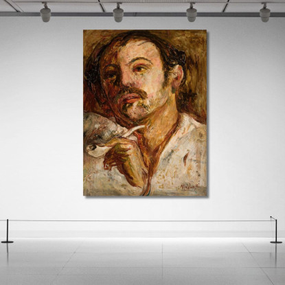 Ritratto Di Un Uomo Con Una Pipa Tadeusz Makowski tmk144 quadro stampato su tela