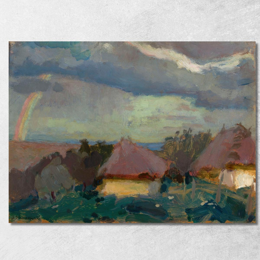 Paesaggio Rurale Con Un Arcobaleno Tadeusz Makowski tmk164 quadro stampato su tela Paesaggio Rurale Con Un Arcobaleno Tadeusz Makowski tmk164 quadro stampato su tela