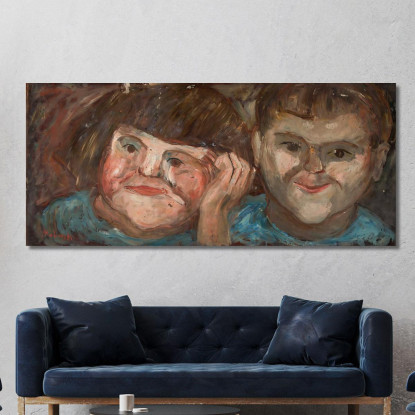 Due Bambini Tadeusz Makowski tmk188 quadro stampato su tela