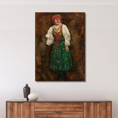 Donna In Costume Tradizionale Di Cracovia Tadeusz Makowski tmk201 quadro stampato su tela