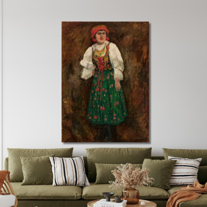 Donna In Costume Tradizionale Di Cracovia Tadeusz Makowski tmk201 quadro stampato su tela