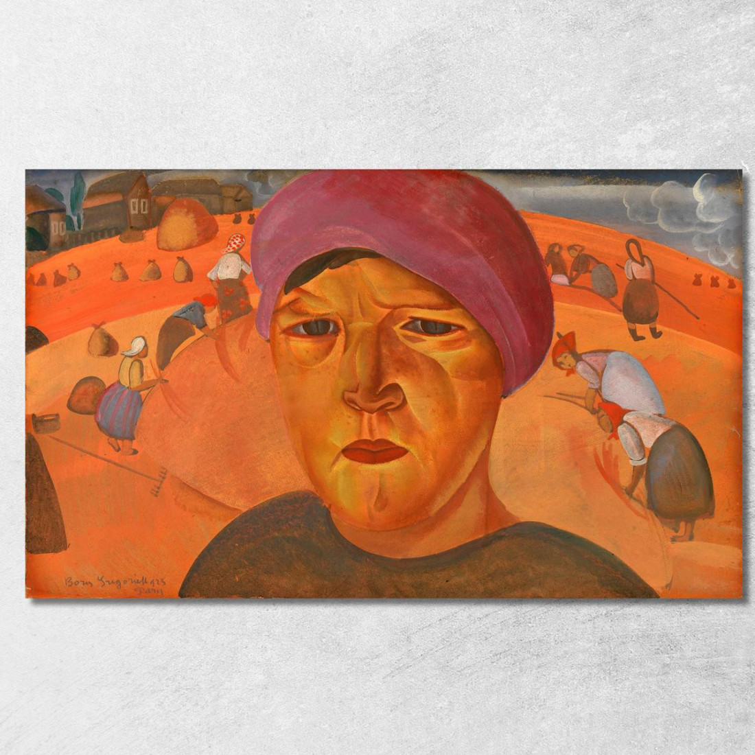 Donna Contadina Russa Boris Grigoriev bgr16 quadro stampato su tela