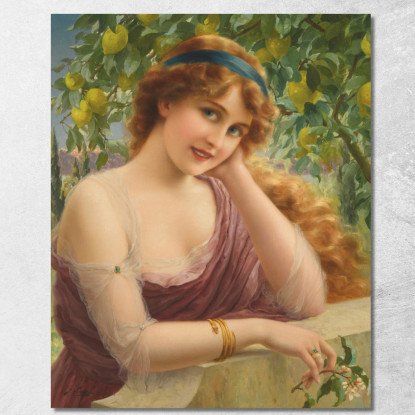 Ragazza Con Il Limone Emile Vernon evr8 quadro stampato su tela