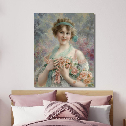 Ragazza Con Le Rose Emile Vernon evr9 quadro stampato su tela