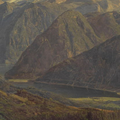 Veduta Del Dachstein Con Il Lago Di Hallstatt Dalla Hutteneckalpe Presso Ischl Ferdinand Georg Waldmüller fgw6 quadro stampato