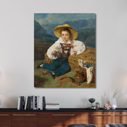 Il Conte Demetrius Apraxin Da Bambino Davanti A Un Paesaggio Montano Ferdinand Georg Waldmüller fgw61 quadro stampato su tela