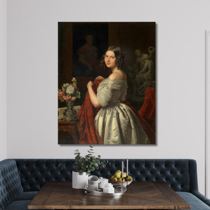 Giovane Dama Alla Toeletta Ferdinand Georg Waldmüller fgw72 quadro stampato su tela