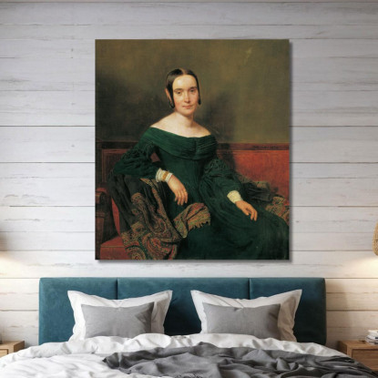 Signora In Abito Vermiglio Ferdinand Georg Waldmüller fgw77 quadro stampato su tela