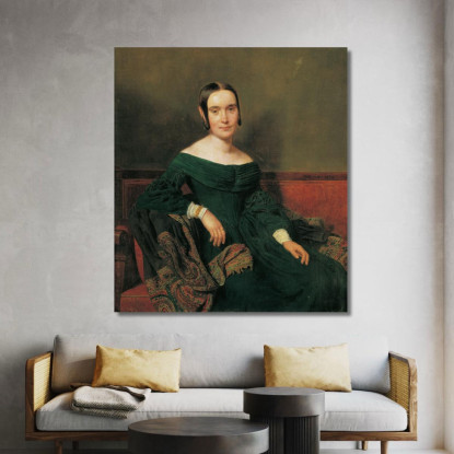 Signora In Abito Vermiglio Ferdinand Georg Waldmüller fgw77 quadro stampato su tela
