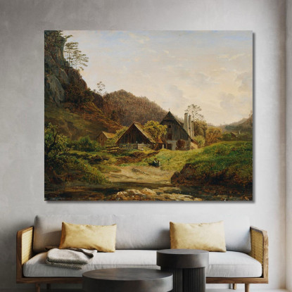 Paesaggio Con Fucina Ferdinand Georg Waldmüller fgw79 quadro stampato su tela