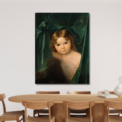 Ragazza Sotto Una Tenda Verde Ferdinand Georg Waldmüller fgw83 quadro stampato su tela