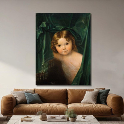Ragazza Sotto Una Tenda Verde Ferdinand Georg Waldmüller fgw83 quadro stampato su tela