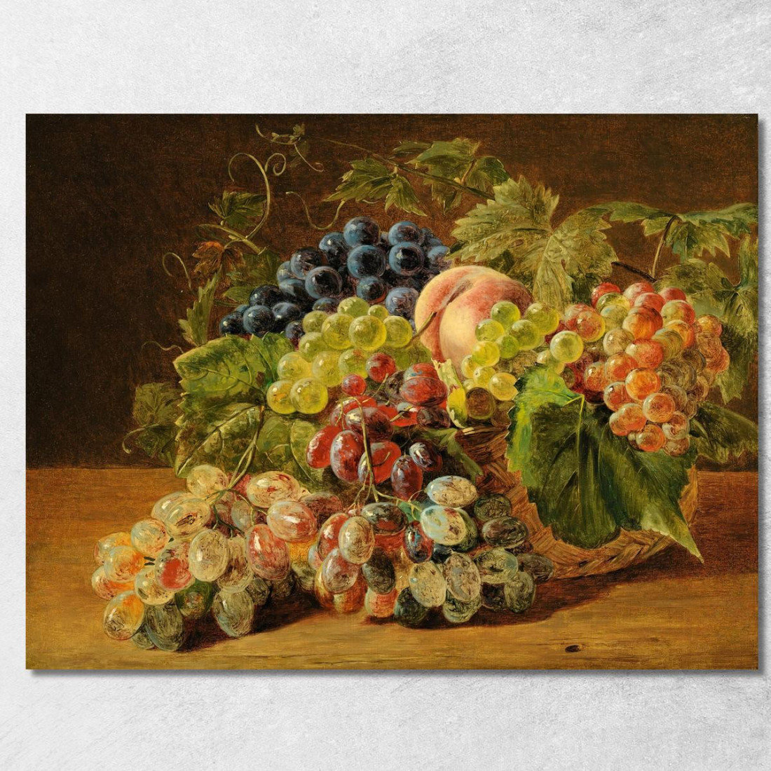 Natura Morta Con Pesche E Uva Ferdinand Georg Waldmüller fgw104 quadro stampato su tela Natura Morta Con Pesche E Uva Ferdinand Georg Waldmüller fgw104 quadro stampato su tela