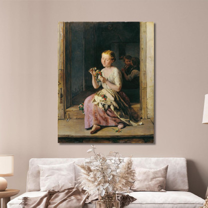 La Tessitrice Di Ghirlande Ferdinand Georg Waldmüller fgw117 quadro stampato su tela