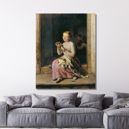 La Tessitrice Di Ghirlande Ferdinand Georg Waldmüller fgw117 quadro stampato su tela