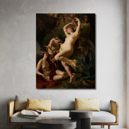 Tre Grazie Incoronate Di Rose Ferdinand Georg Waldmüller fgw118 quadro stampato su tela