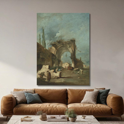 Un Capriccio Di Edifici Con Figure Presso Un Arco In Rovina Francesco Guardi fgr2 quadro stampato su tela
