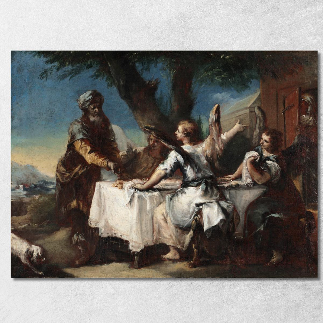 Abramo Accoglie I Tre Angeli Francesco Guardi fgr5 quadro stampato su tela Abramo Accoglie I Tre Angeli Francesco Guardi fgr5 quadro stampato su tela