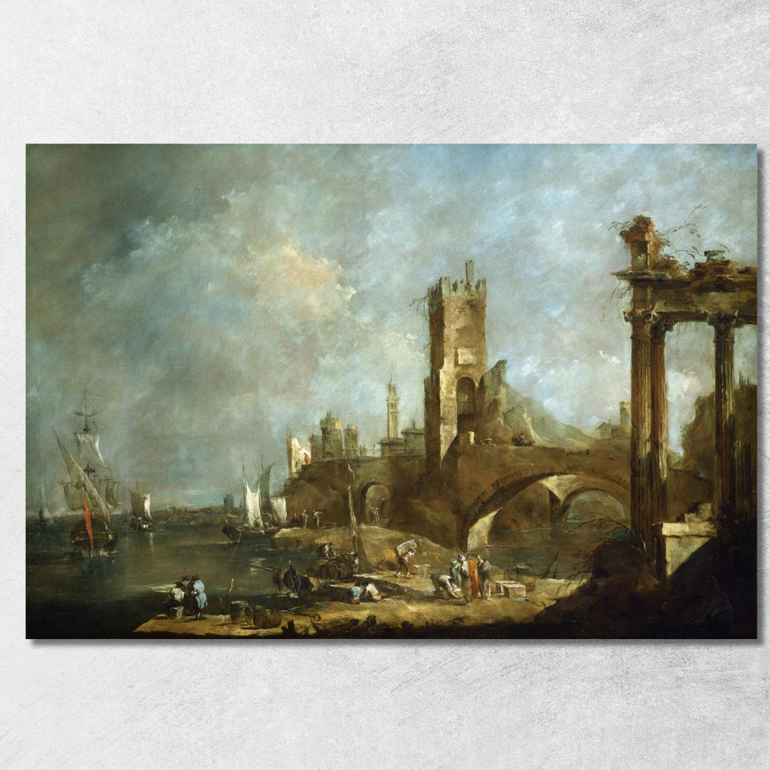 Capriccio Di Un Porto Francesco Guardi fgr8 quadro stampato su tela Capriccio Di Un Porto Francesco Guardi fgr8 quadro stampato su tela