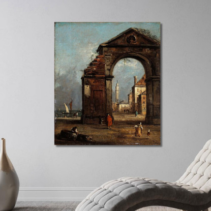 Capriccio Con Arco Trionfale In Rovina E Paesaggio Della Laguna Francesco Guardi fgr10 quadro stampato su tela