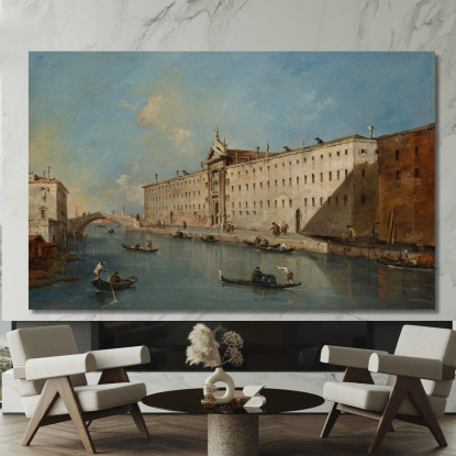 Venezia Il Rio Dei Mendicanti Con La Chiesa Di San Lazzaro Dei Mendicanti Francesco Guardi fgr47 quadro stampato su tela