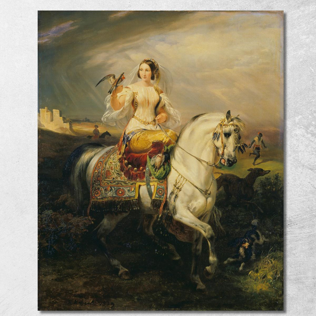 Una Dama Algerina Con Il Falco Horace Vernet hvr4 quadro stampato su tela Una Dama Algerina Con Il Falco Horace Vernet hvr4 quadro stampato su tela