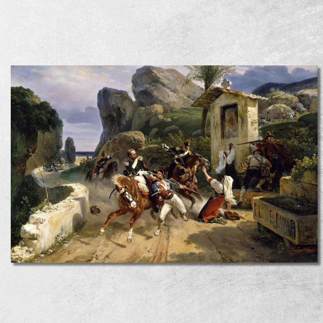 Briganti Italiani Sorpresi Dalle Truppe Papali Horace Vernet hvr15 quadro stampato su tela Briganti Italiani Sorpresi Dalle Truppe Papali Horace Vernet hvr15 quadro stampato su tela