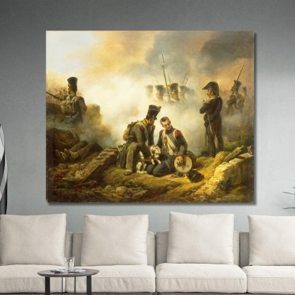 Il Cane Del Reggimento Ferito Horace Vernet hvr38 quadro stampato su tela