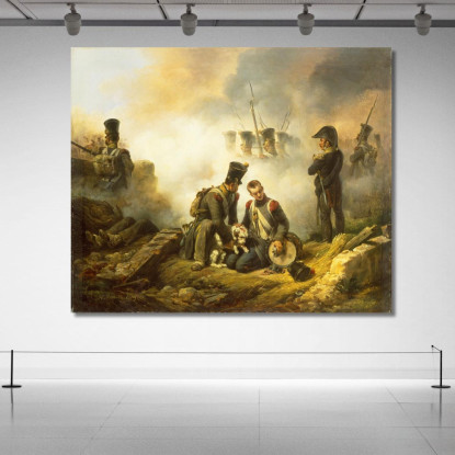 Il Cane Del Reggimento Ferito Horace Vernet hvr38 quadro stampato su tela