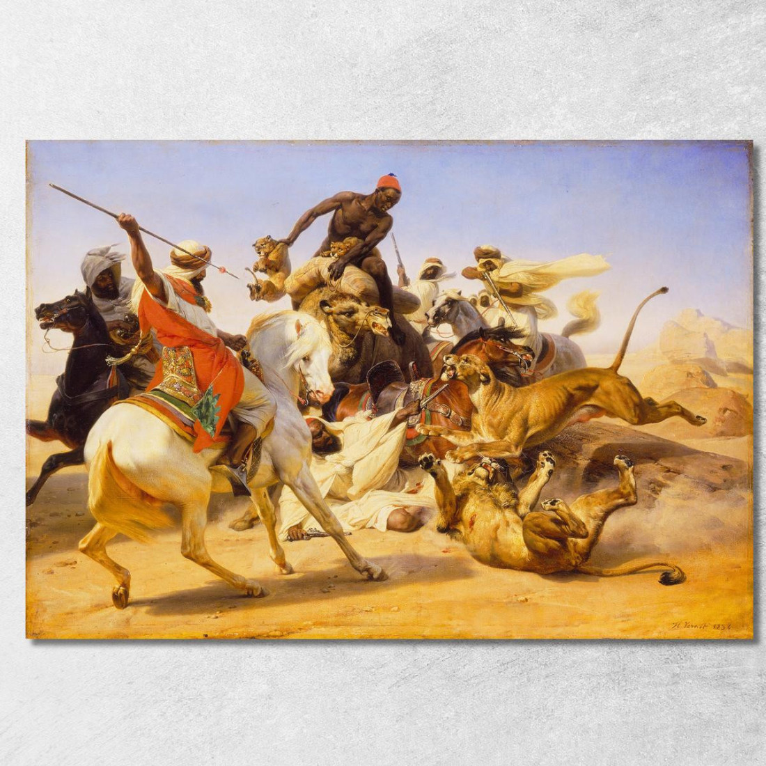 La Caccia Al Leone Horace Vernet hvr39 quadro stampato su tela La Caccia Al Leone Horace Vernet hvr39 quadro stampato su tela