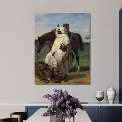 Il Cacciatore Di Leoni Horace Vernet hvr40 quadro stampato su tela