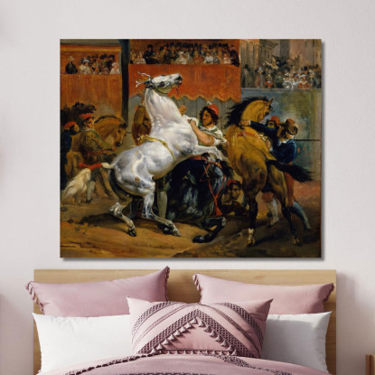 L'Inizio Della Corsa Dei Cavalli Senza Fantino Horace Vernet hvr44 quadro stampato su tela